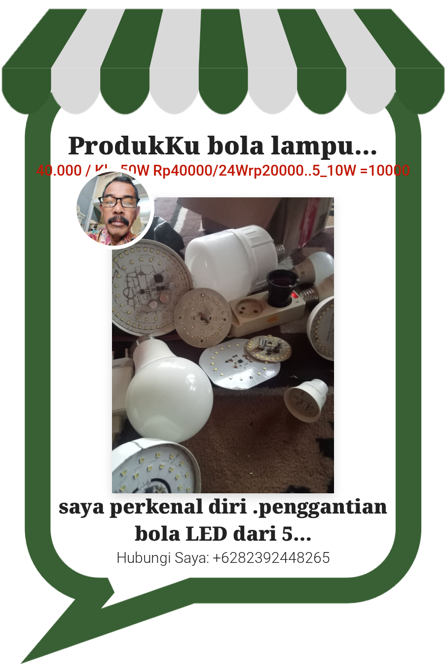 ProdukKu bola lampu led rumahan yg putusdi ganti baru lagi LED nya