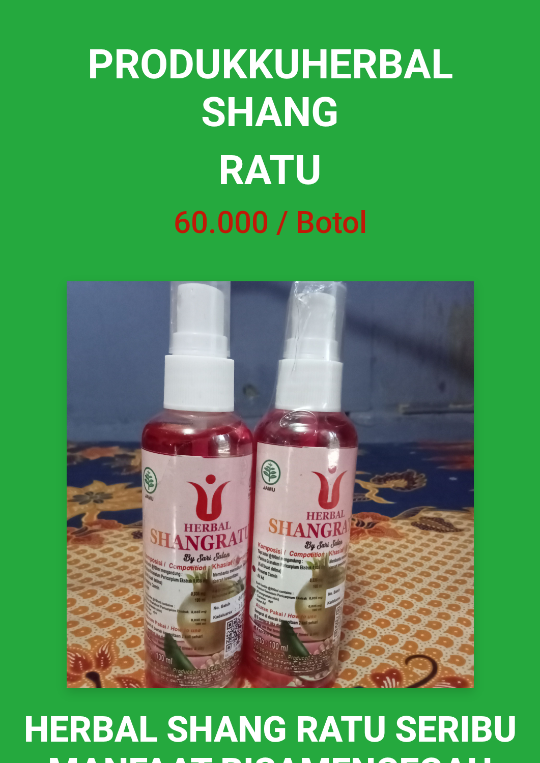 Promosi ProdukKuherbal Shang ratu