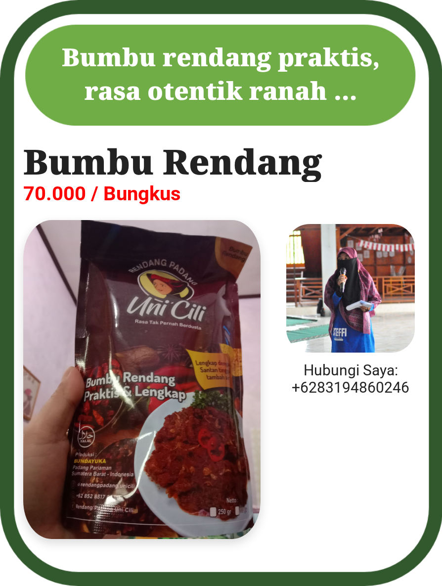 Bumbu Rendang Padang Uni Cili
