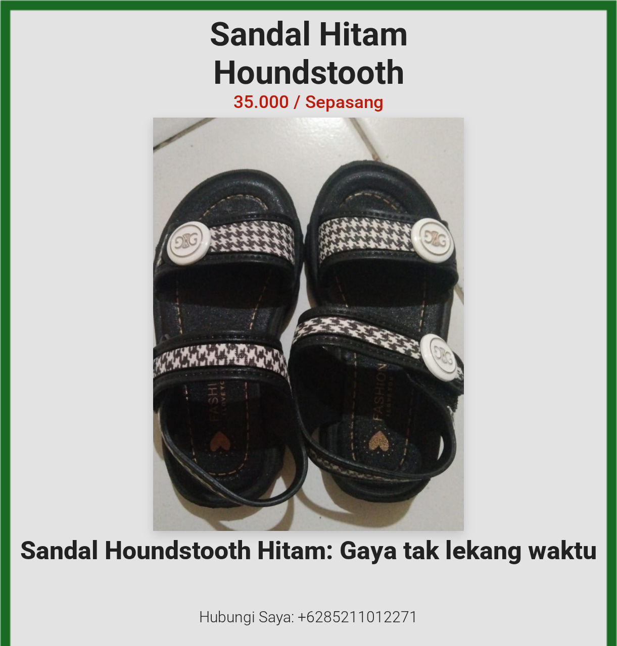 Sandal Hitam Houndstooth