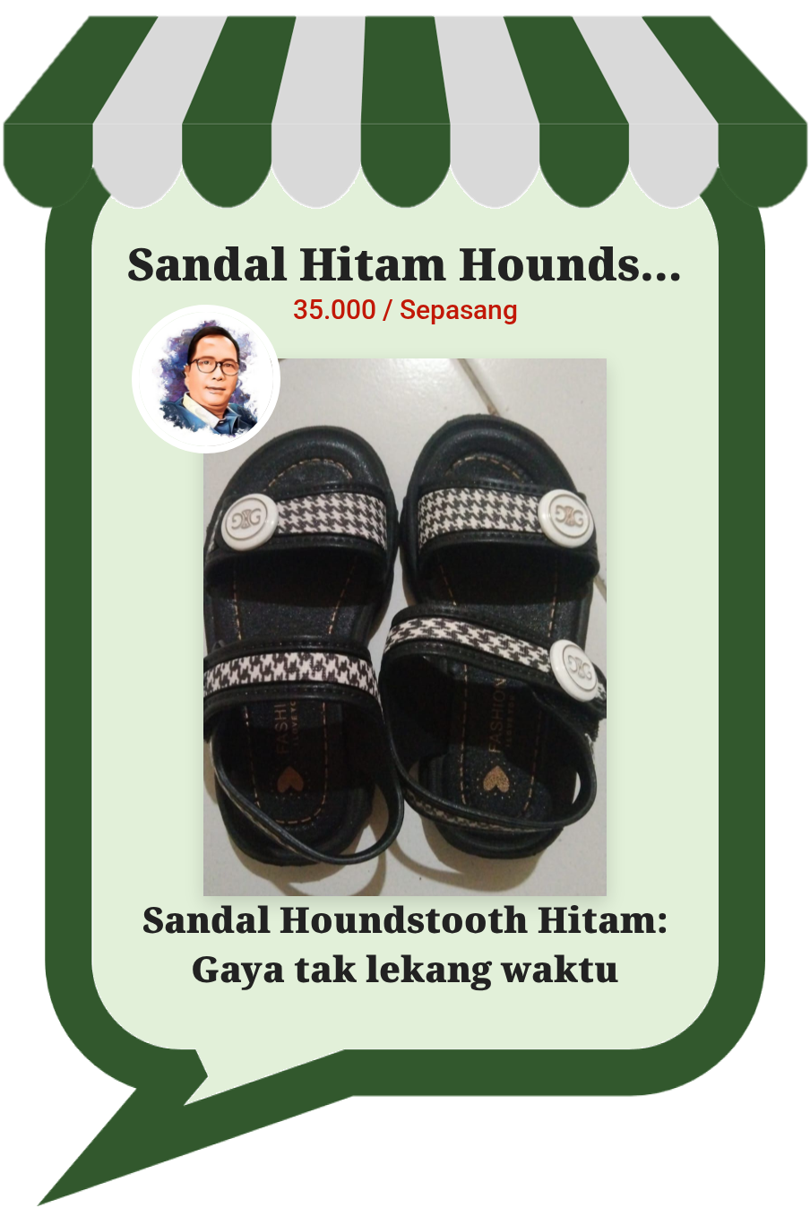 Sandal Hitam Houndstooth
